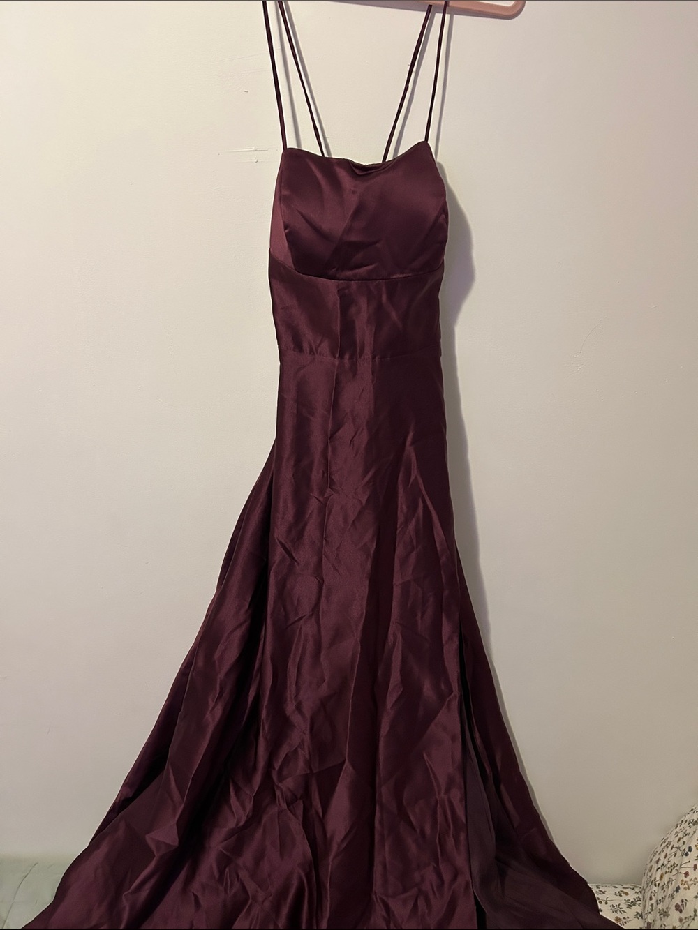 Women's Satin Maxi Dress in Deep Burgundy
Never worn